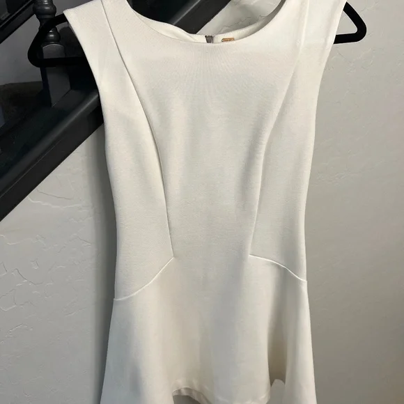 fitted skater dress White Gold Skater Dress - Modern Geometric Abstract - Size M main image 0